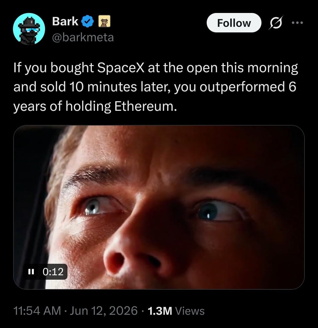 Reddit Roasts Cringey 'ETH vs. Stock' Hot Take