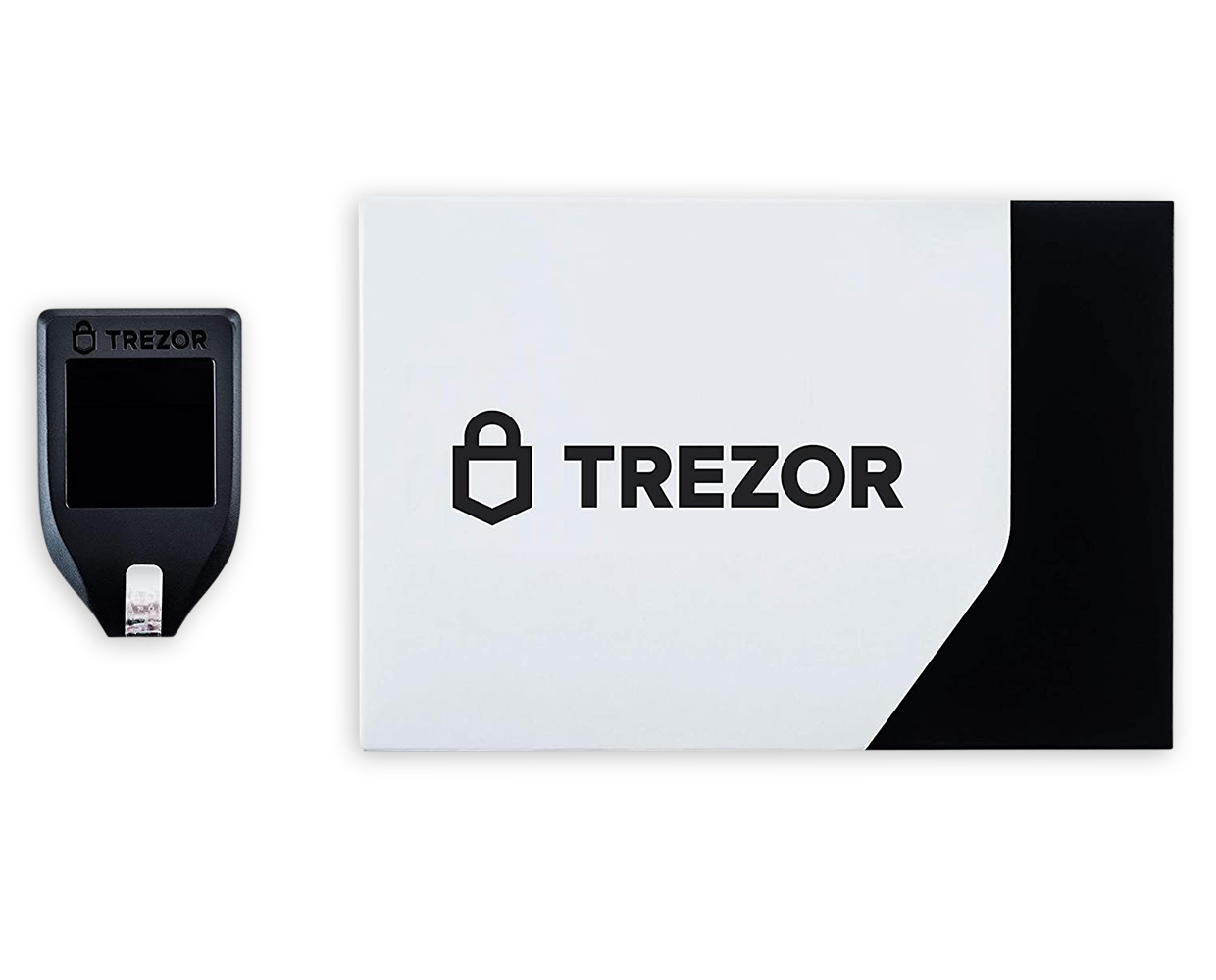Trezor Model T hardware wallet with retail packaging